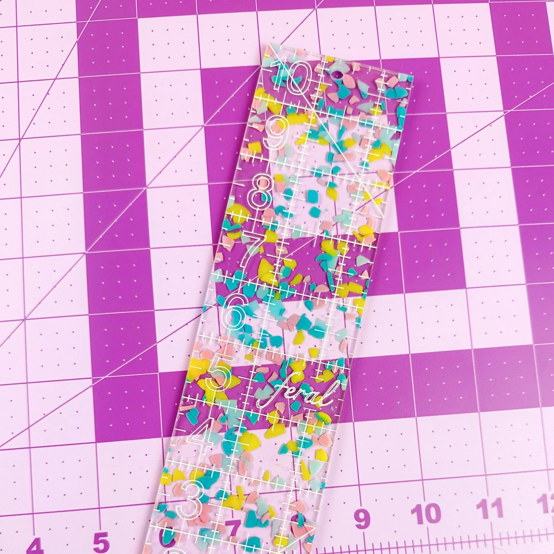 Acrylic Ruler in Confetti, 2.5" x 10" - Image 2