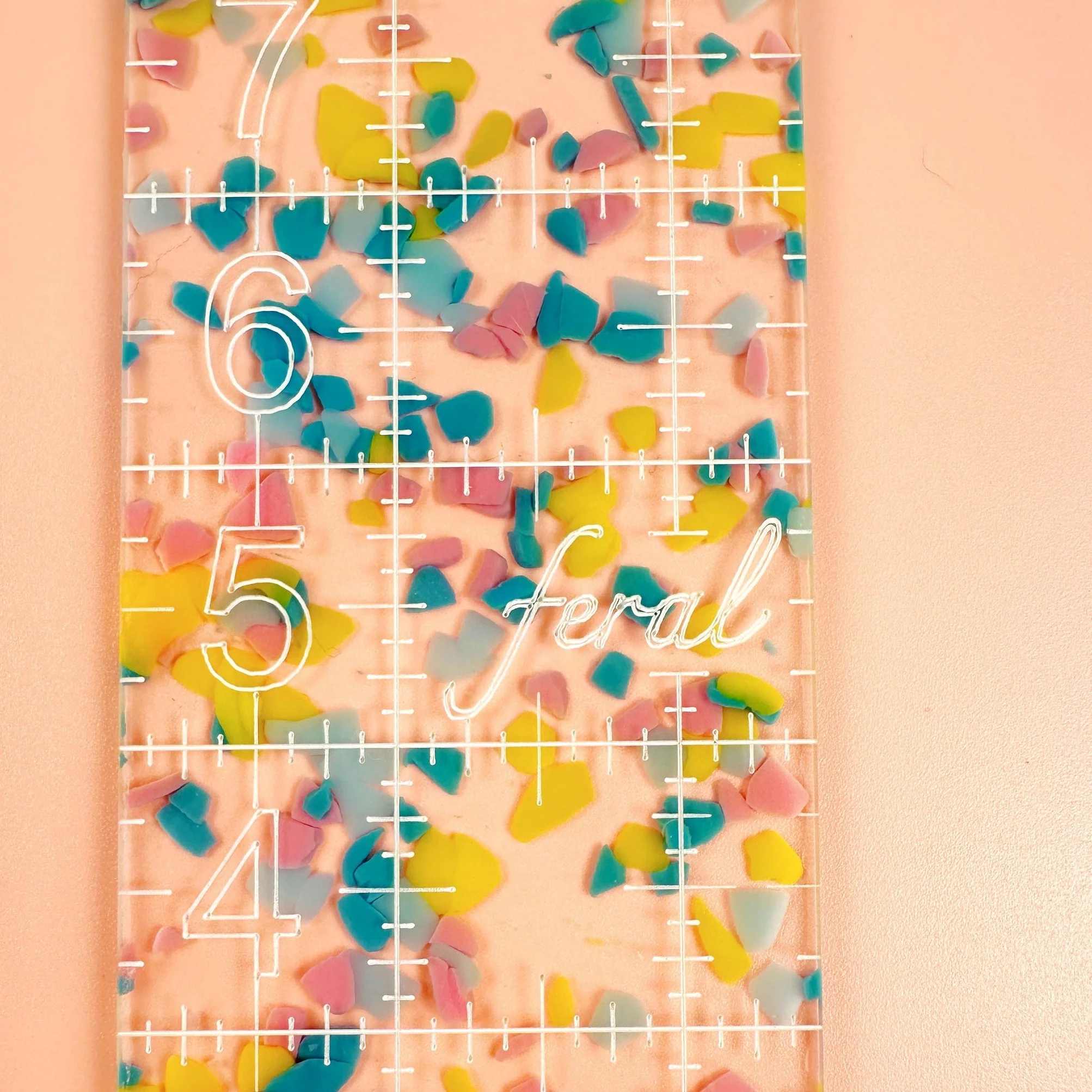 Acrylic Ruler in Confetti, 2.5" x 10" - Image 3