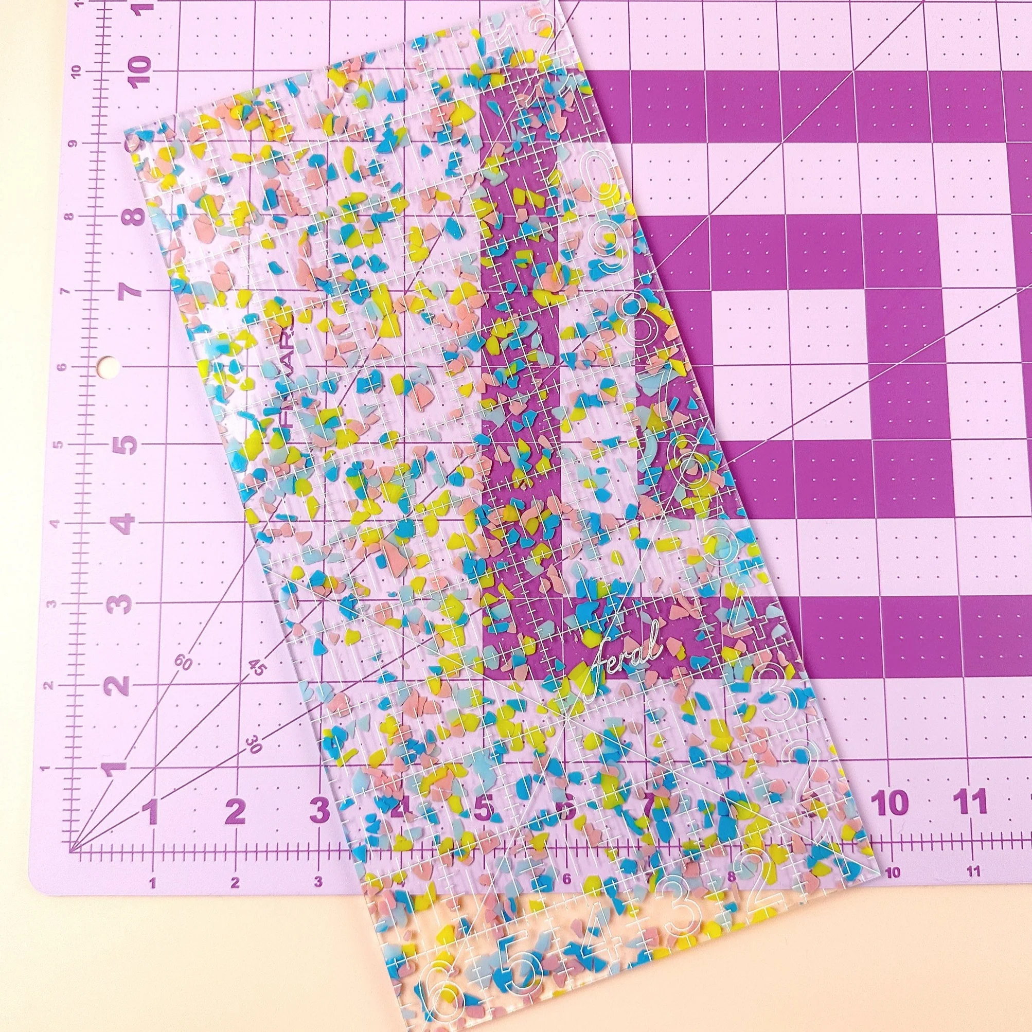 Acrylic Ruler in Confetti, 6" x 12" - Image 2