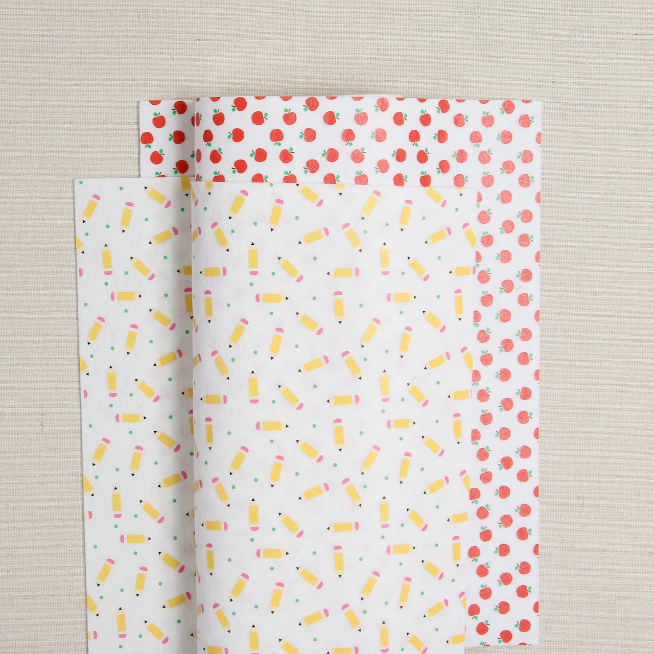 Apple Print, White Felt - Image 2