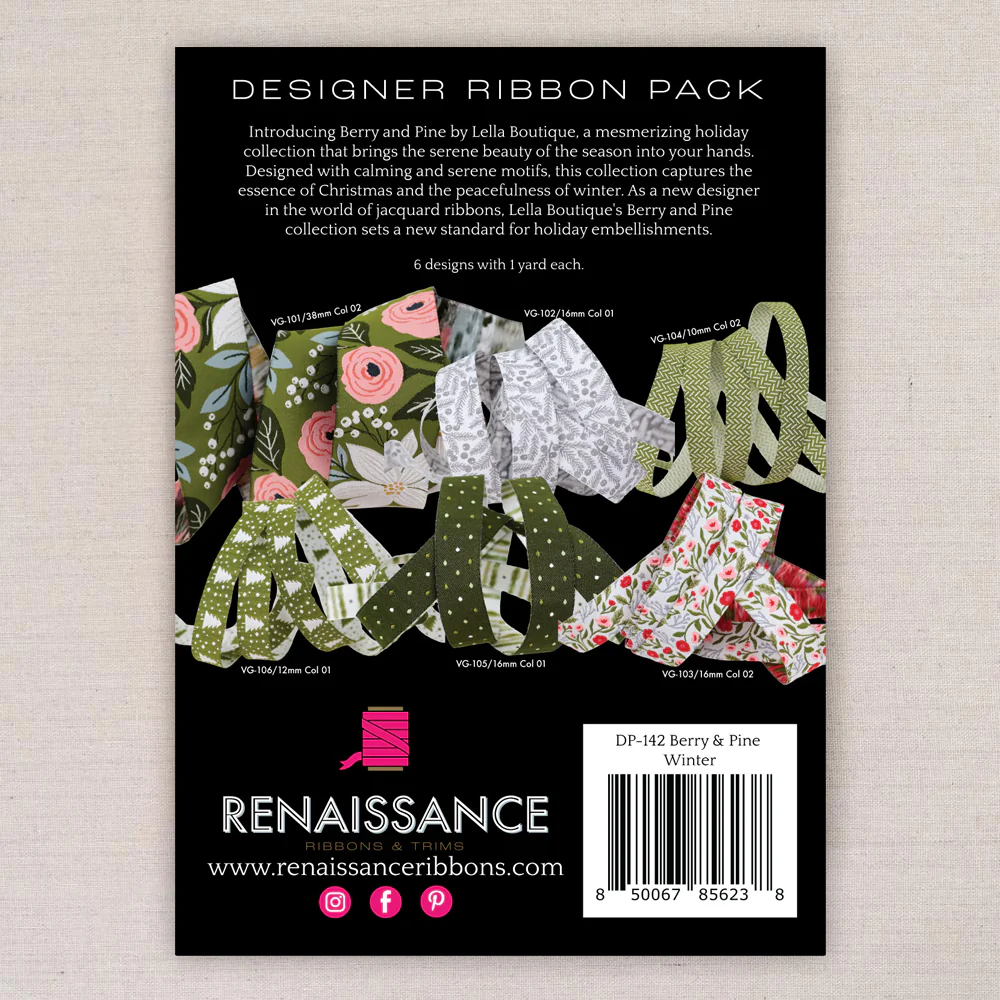 Berry and Pine in Winter, Renaissance Ribbons - Image 2