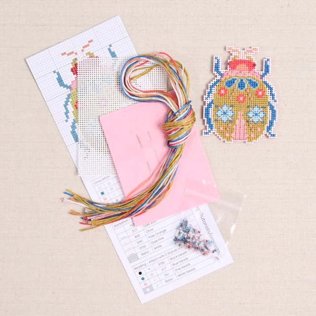 Blooming Bugs Beetle Cross Stitch Kit - Image 2