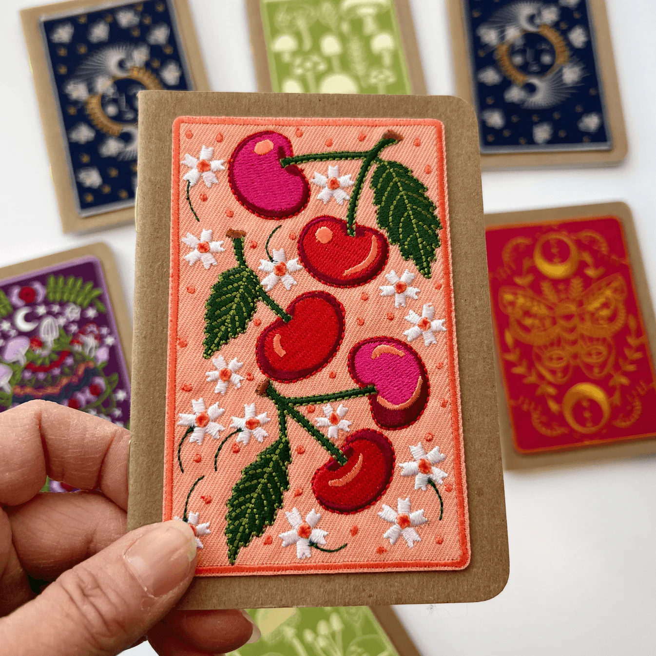 Cherries Embroidery Pocket Notebook - Image 2