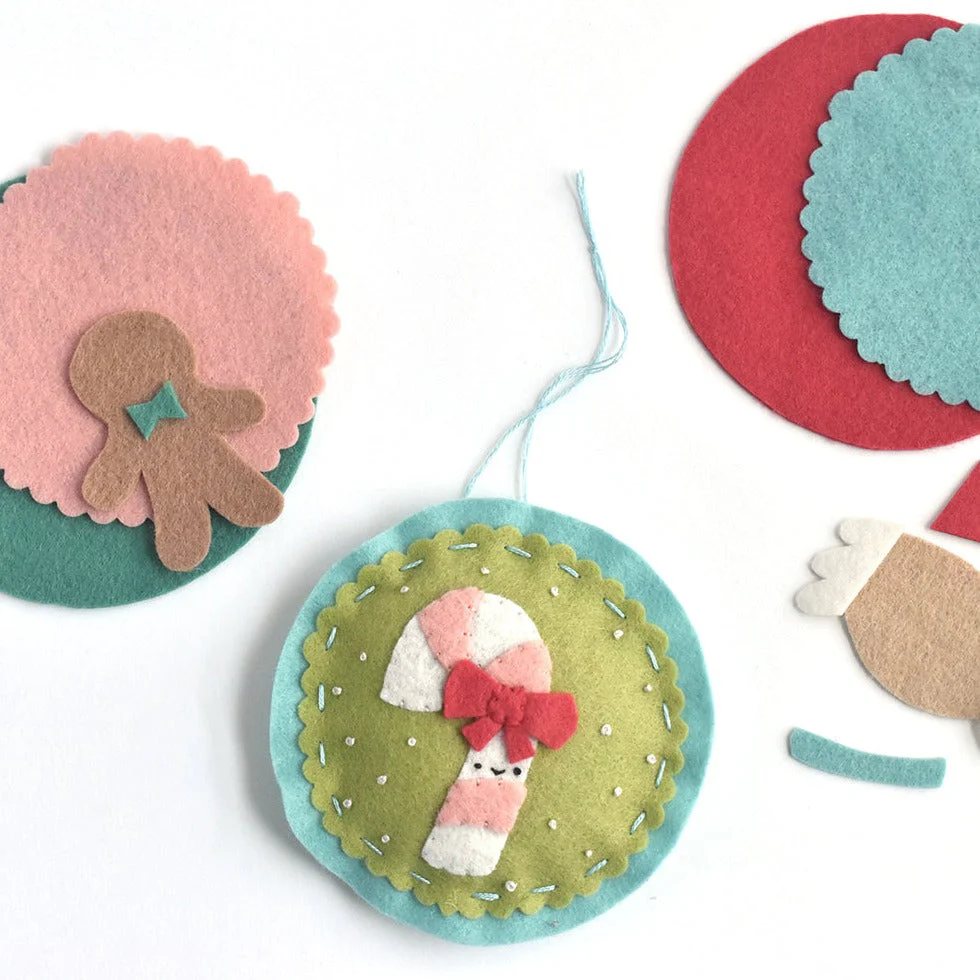 Classic Christmas Felt Ornaments Pattern, Wild Olive - Image 3