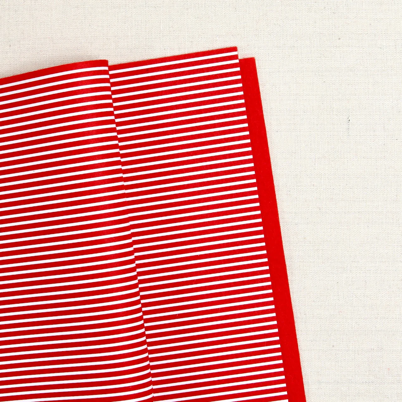 Classic Stripes Printed Felt, White on Red