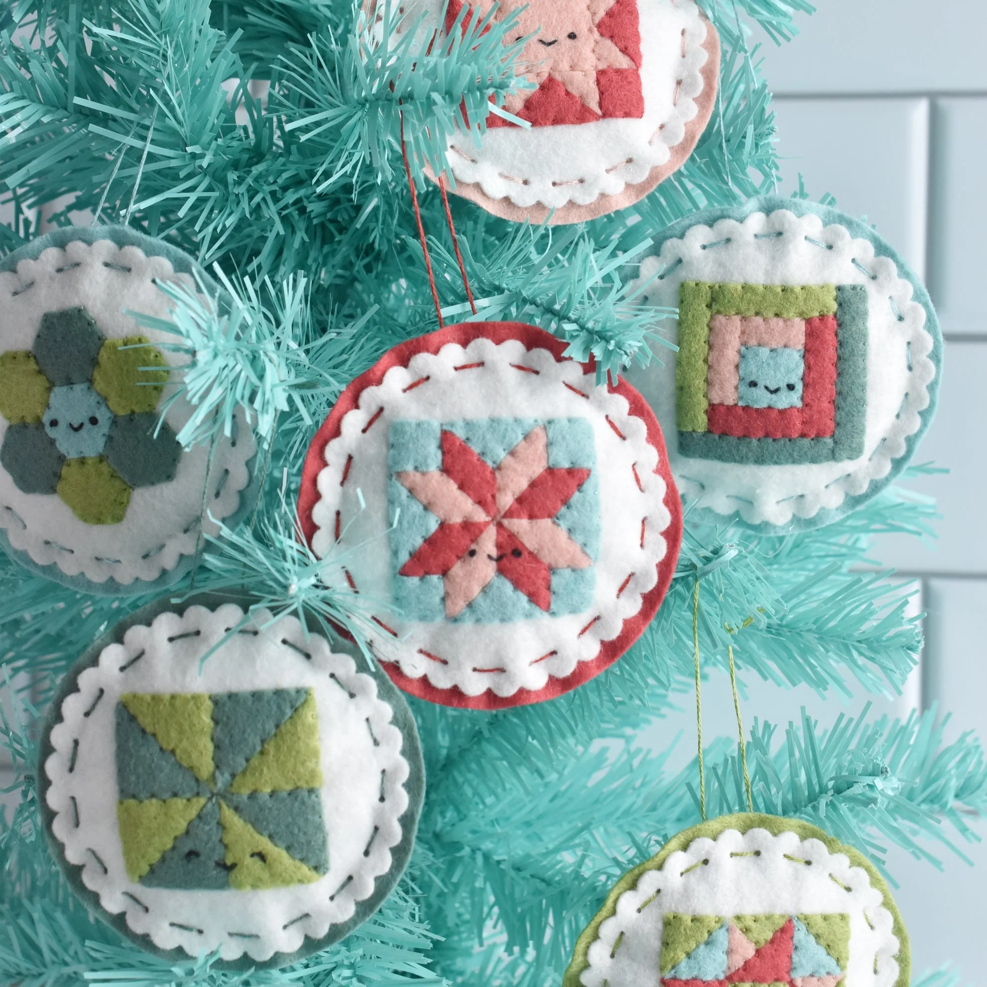 Cozy Quilt Block Felt Ornaments Pattern, Wild Olive - Image 4
