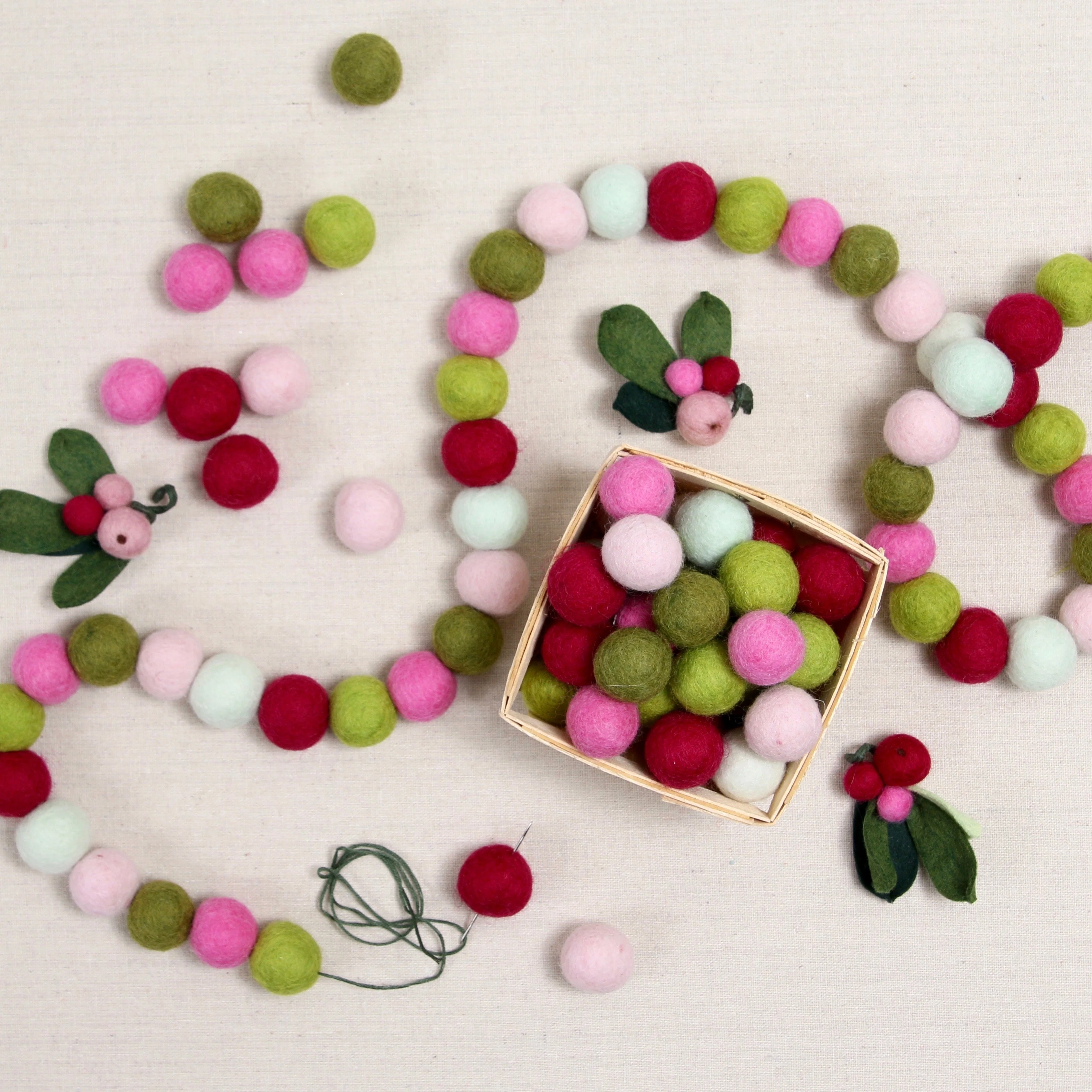 Cranberry Christmas Felt Balls - Image 5