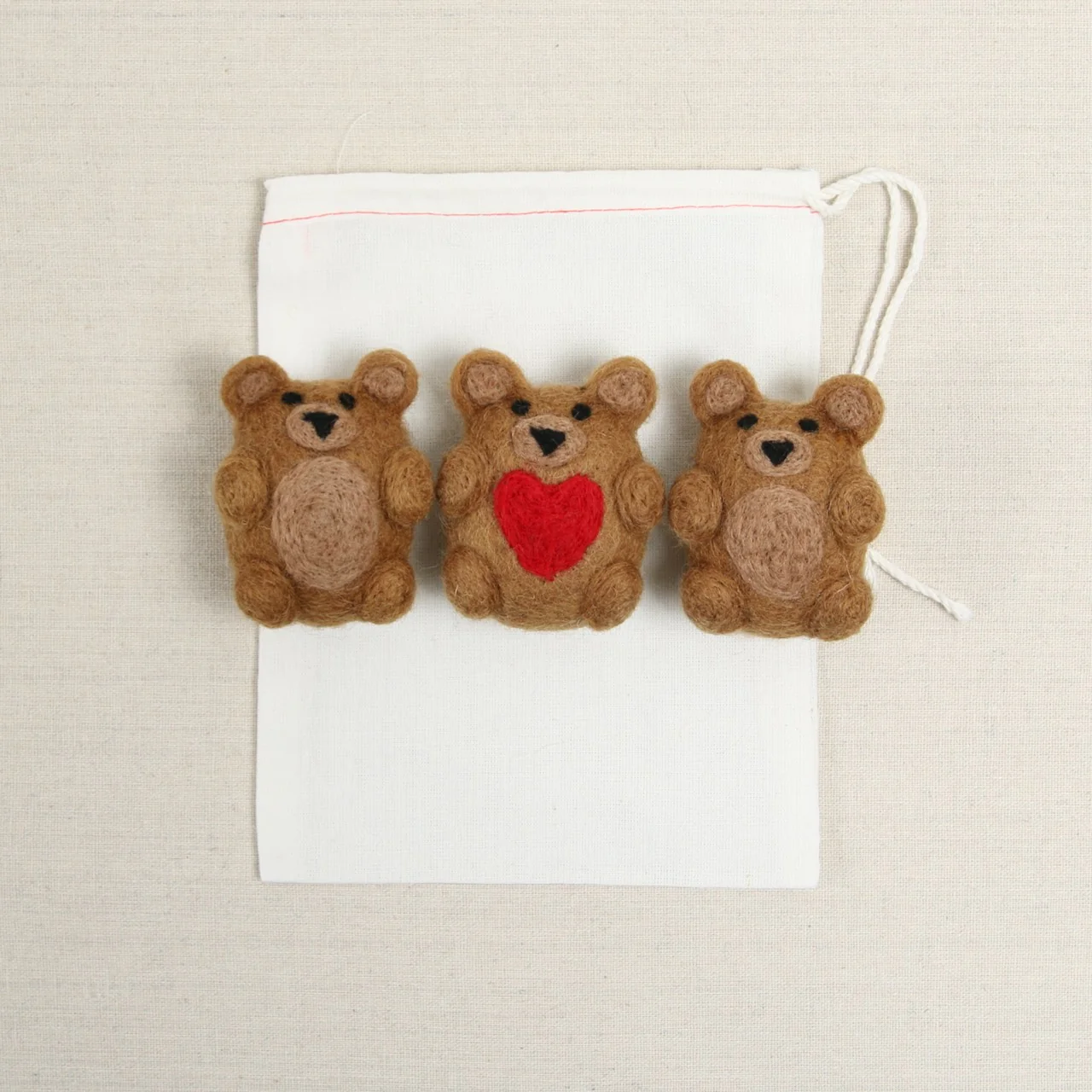 Felt Bear, Red Heart - Image 2