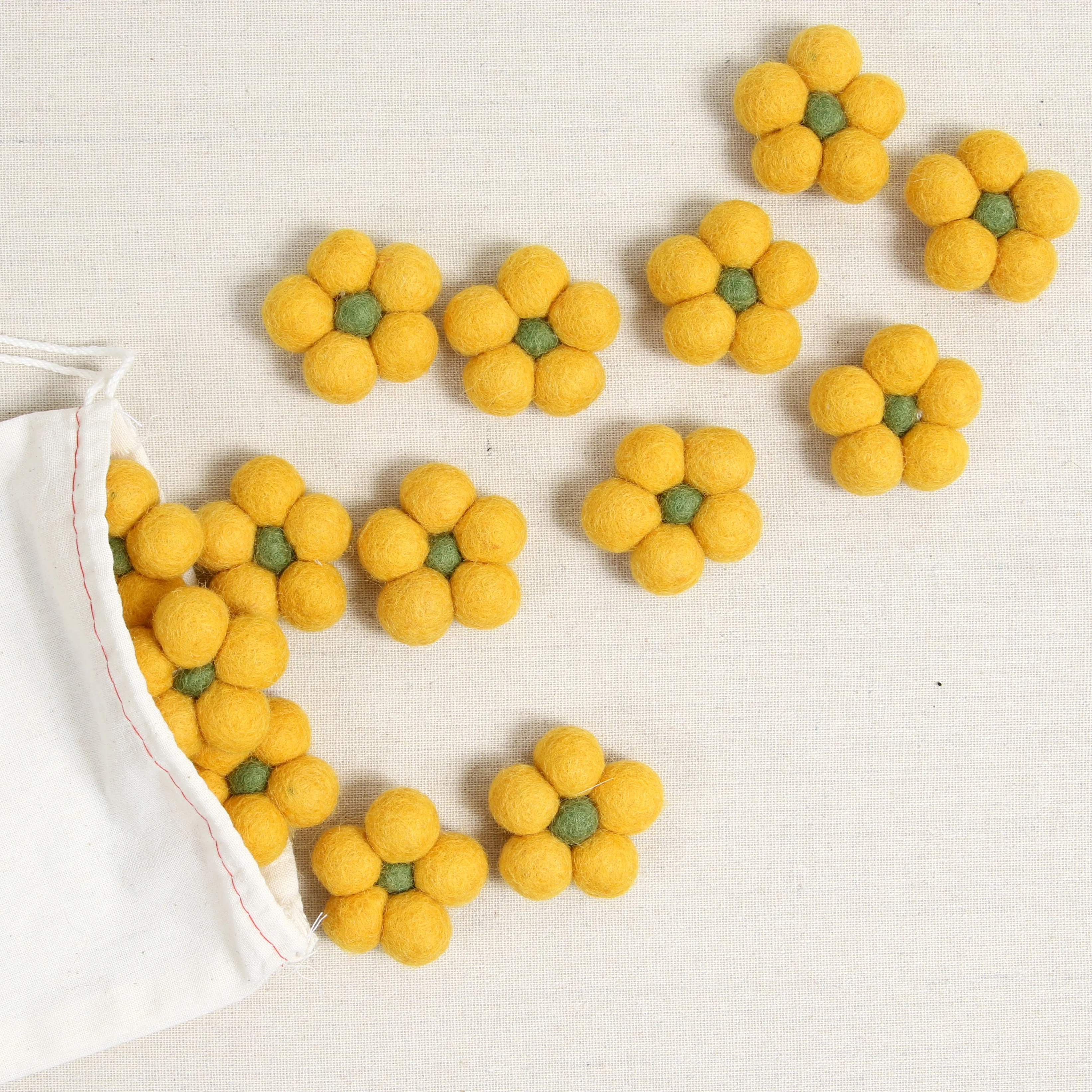 Felt Daisy Flower, Ochre Yellow - Image 2