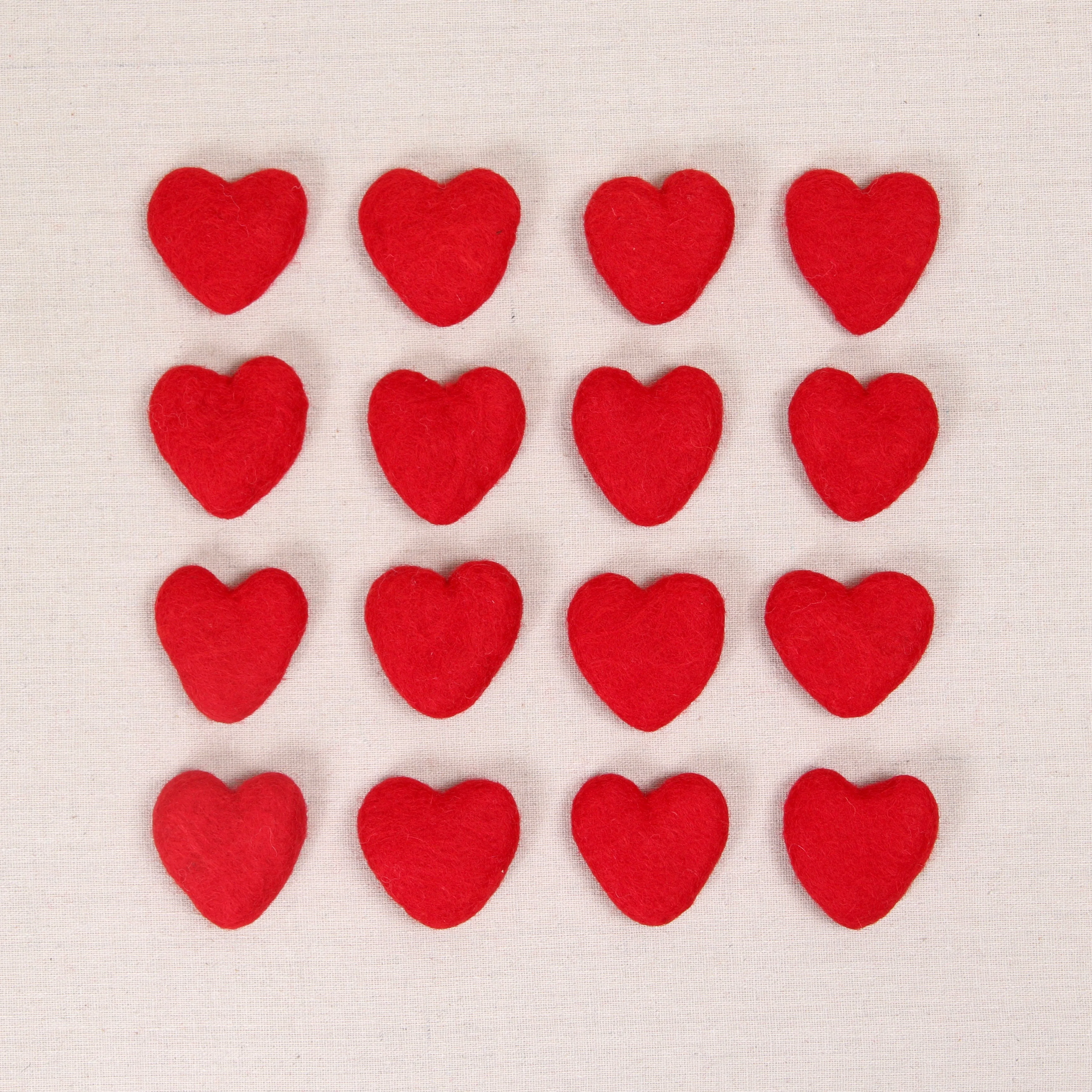 Felt Hearts, Red - Image 3