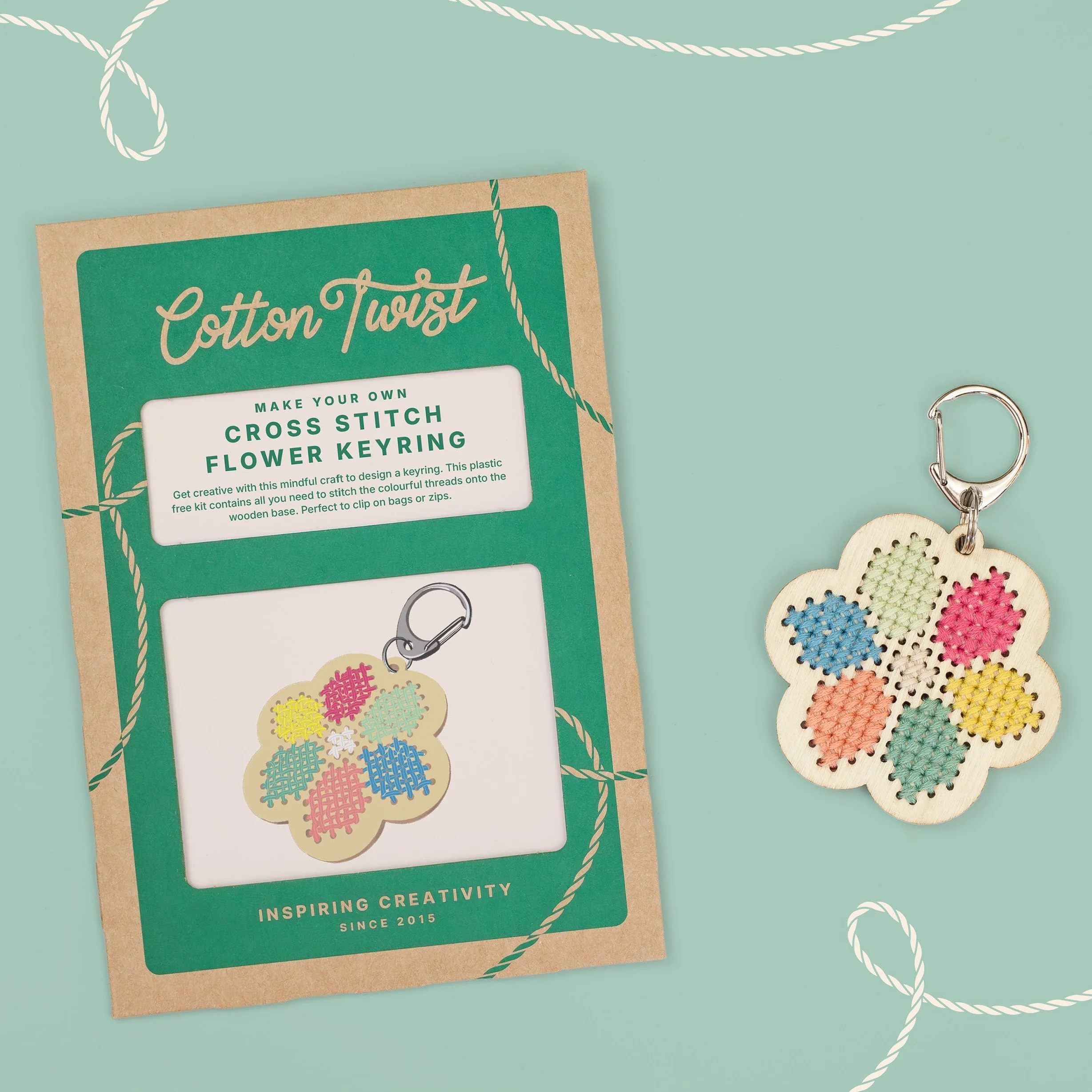 Flower Cross Stitch Keyring Kit - Image 2