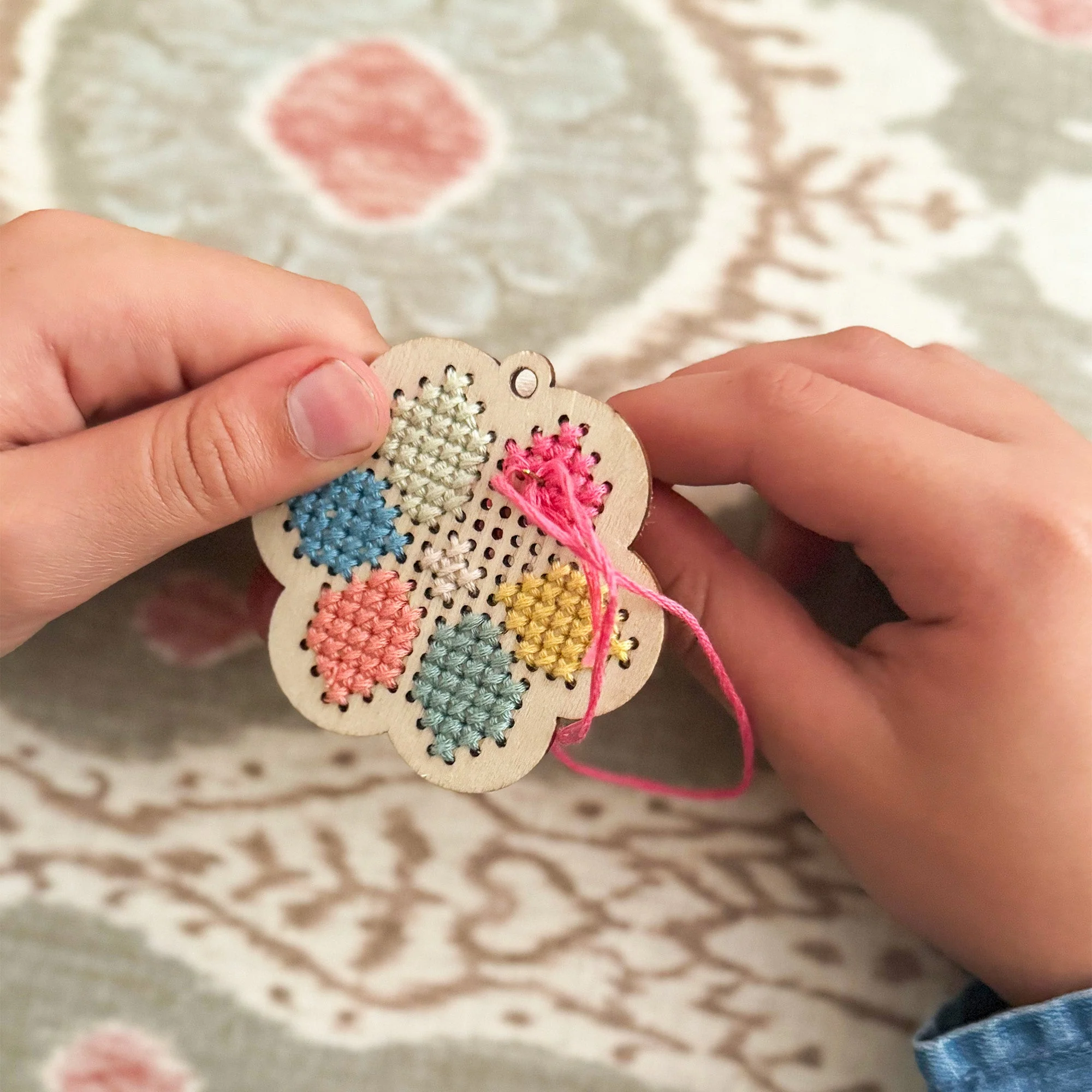 Flower Cross Stitch Keyring Kit - Image 4