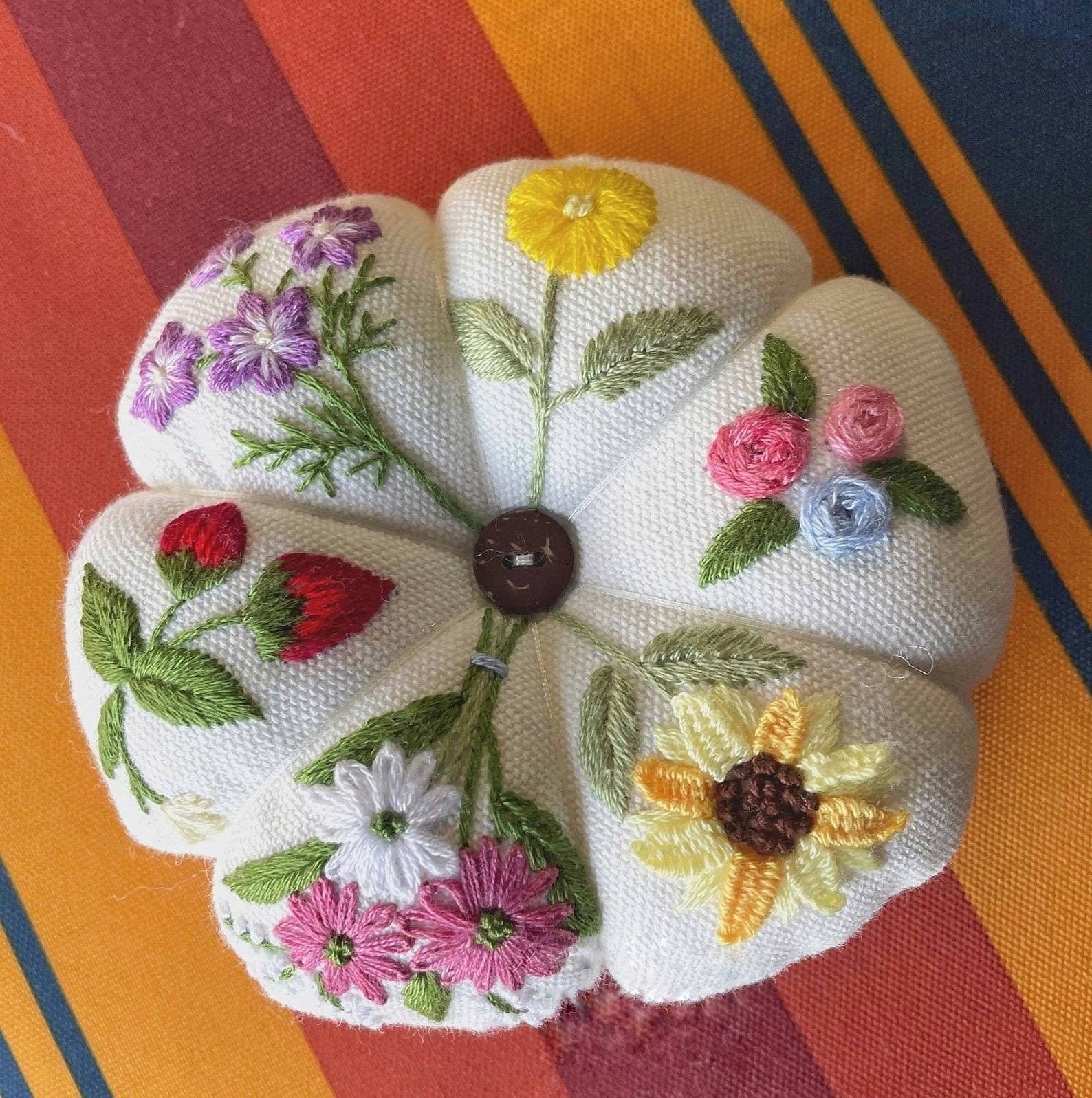 Flower Garden, Pumpkin Pin Cushion - Image 2