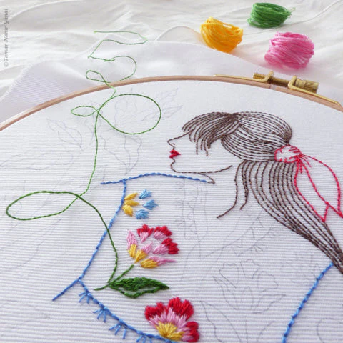 Folklore Lady, 6" Embroidery Kit - Image 4
