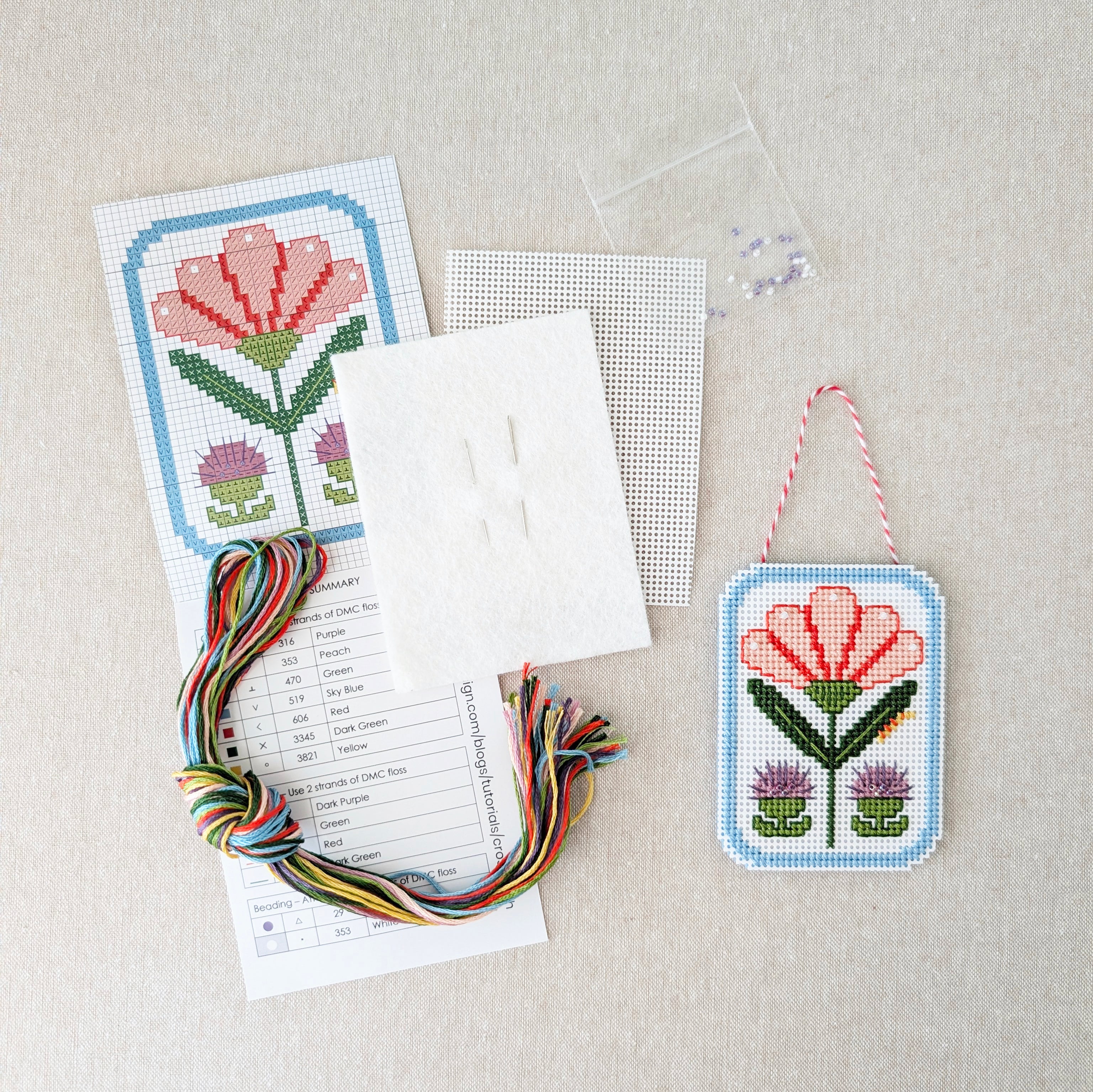 Framed Florals Carnation Cross Stitch Kit - Image 2