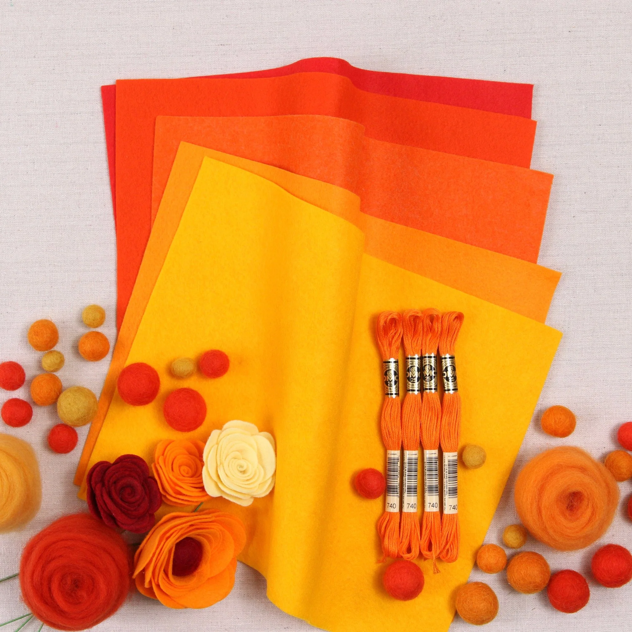 Tangerine Wool Blend Felt - Image 4