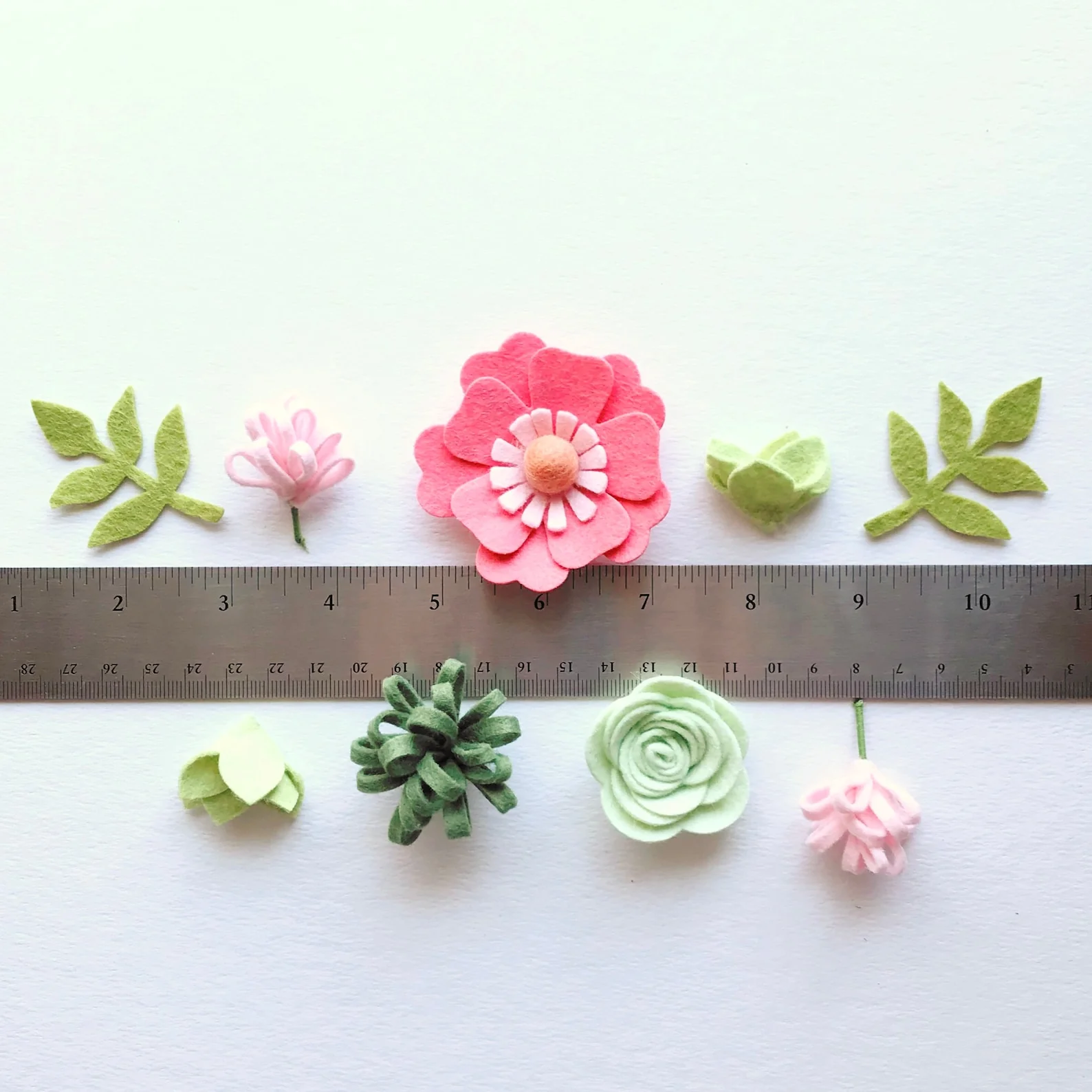 Mini Coral Sage Felt Flower Kit - Image 4