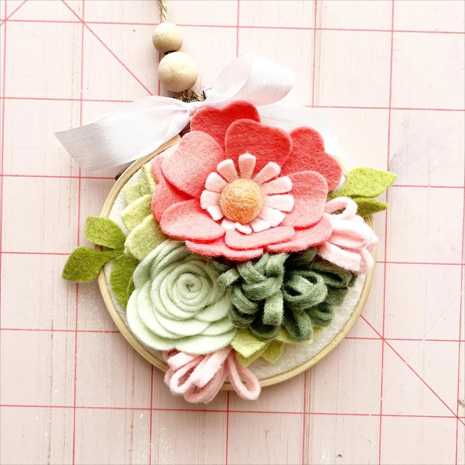 Mini Coral Sage Felt Flower Kit - Image 5