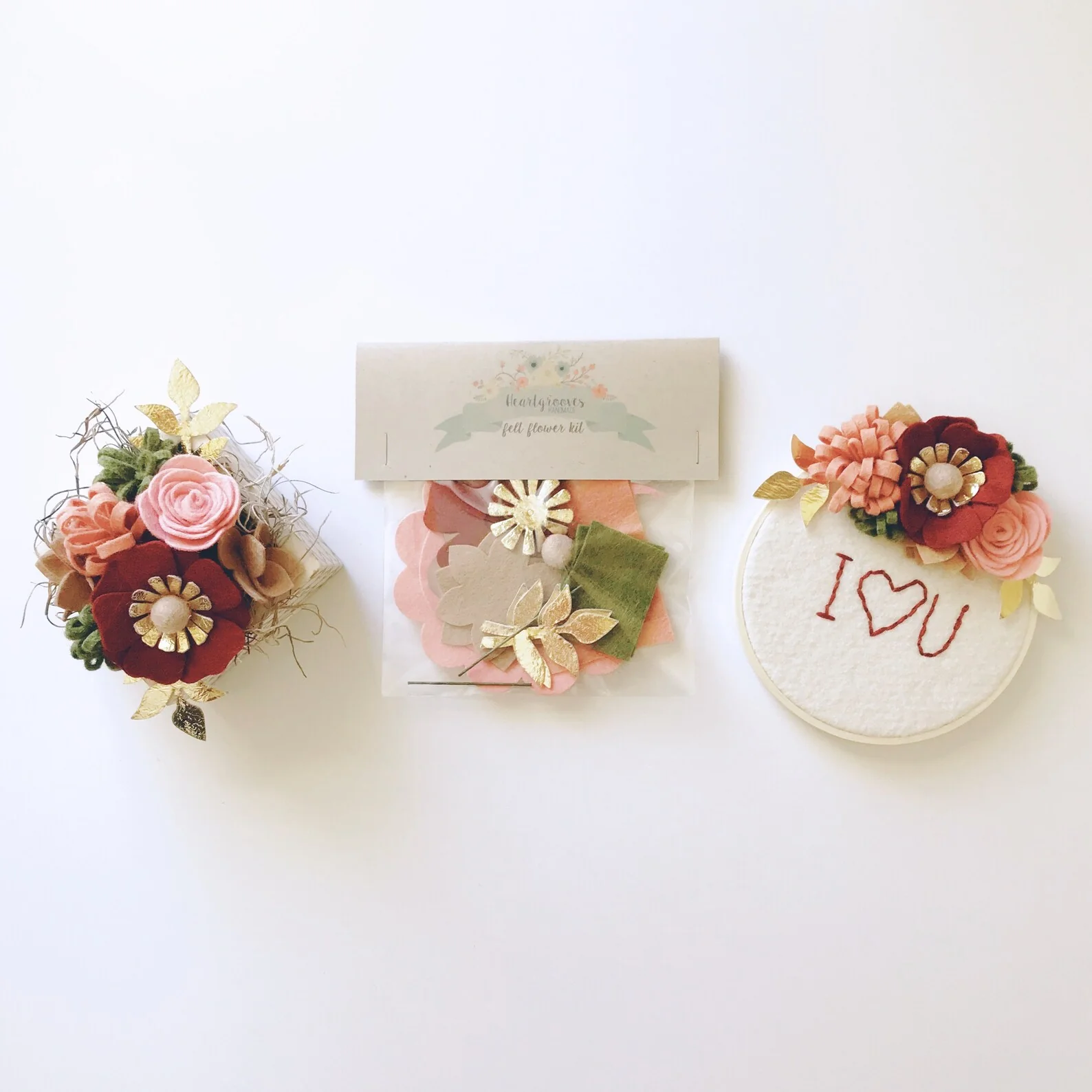 Mini Crimson Blush Felt Flower Kit - Image 6