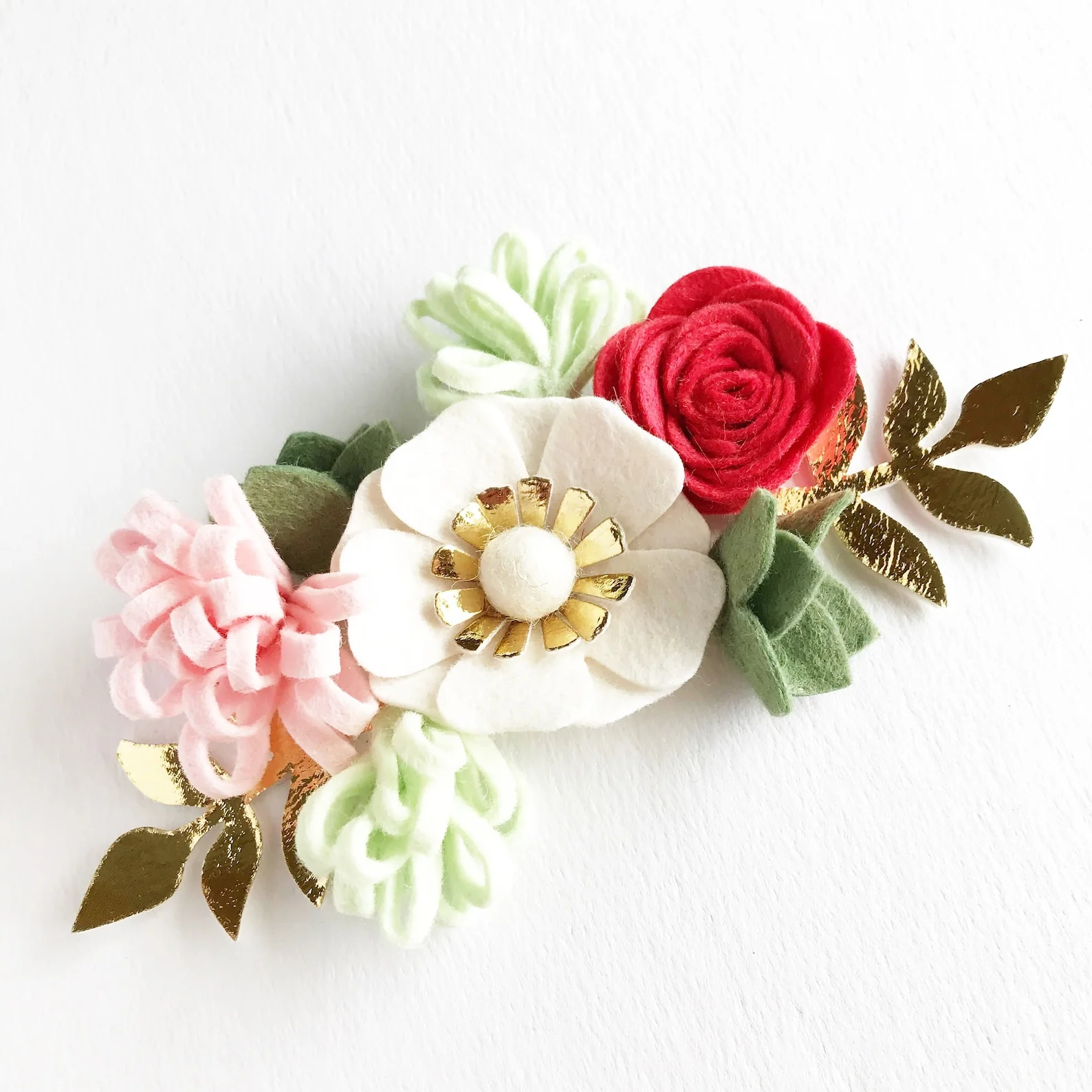 Mini Strawberry Mint Felt Flower Kit - Image 3