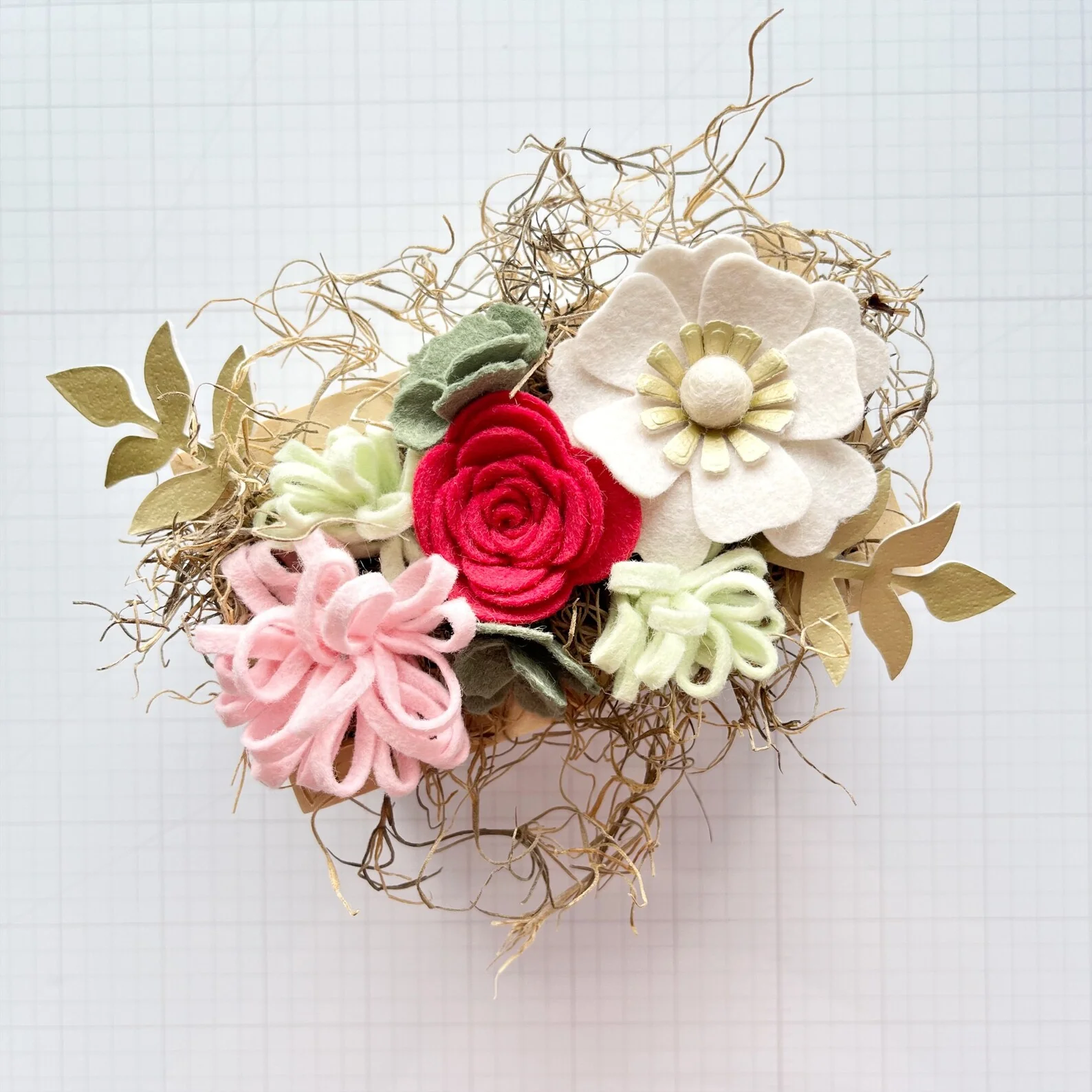 Mini Strawberry Mint Felt Flower Kit - Image 6