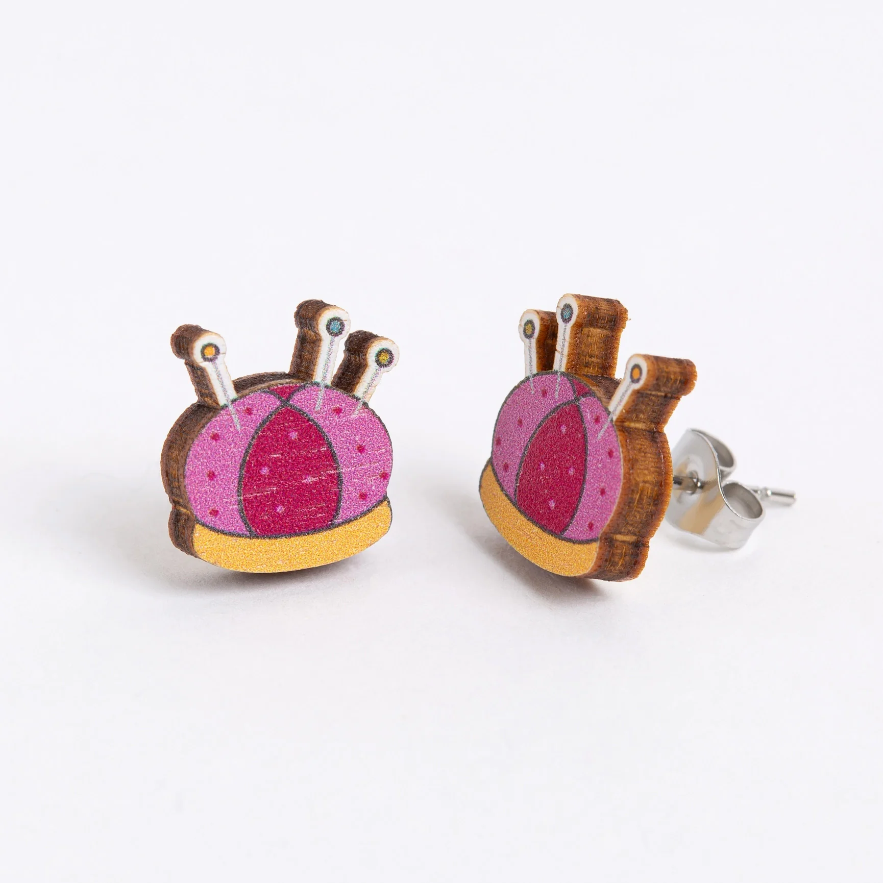 Pincushion, Wooden Earrings - Image 2