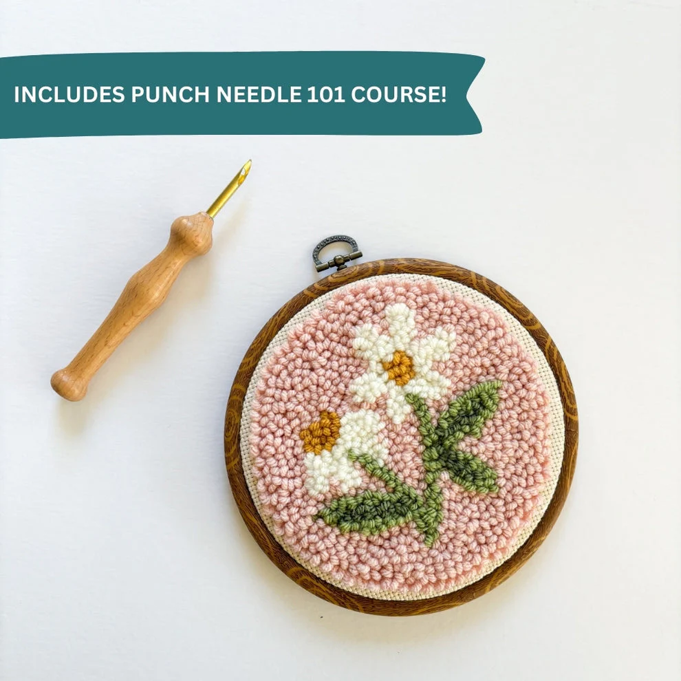 Pink Daisy, Punch Needle Kit - Image 3