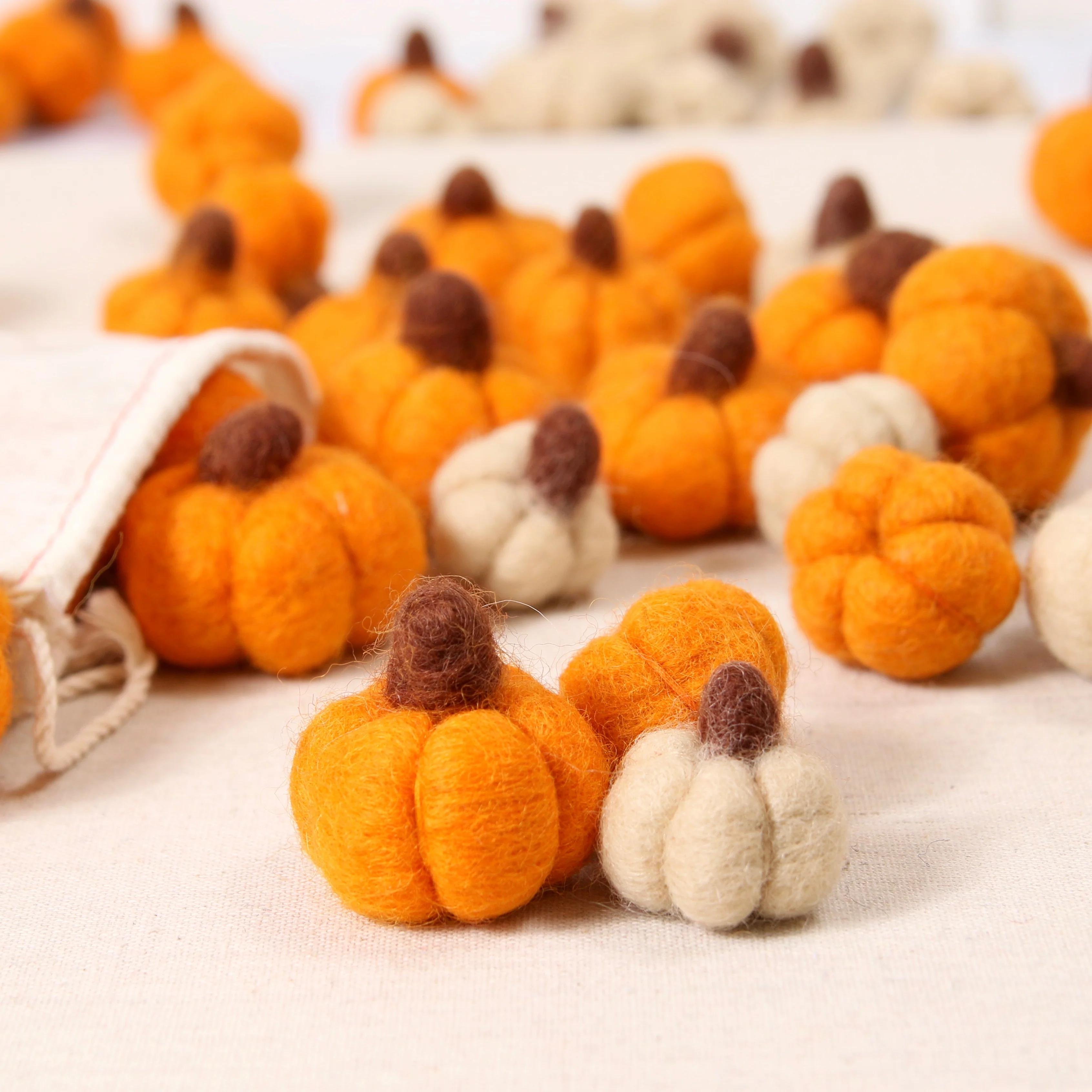 Pumpkin Felted Shapes, Tangerine - Image 3