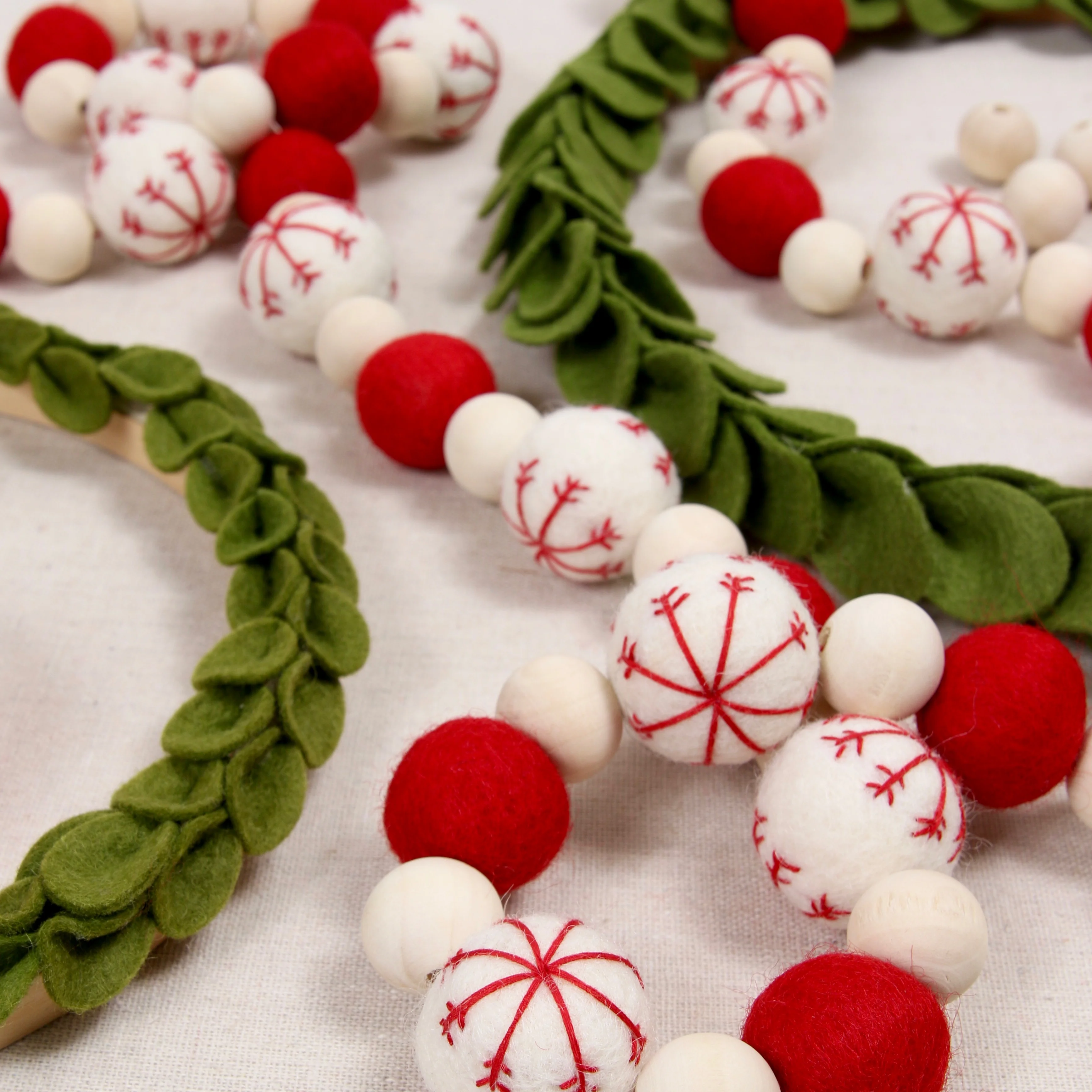 Scandinavian Stitched Poms, White - Image 3