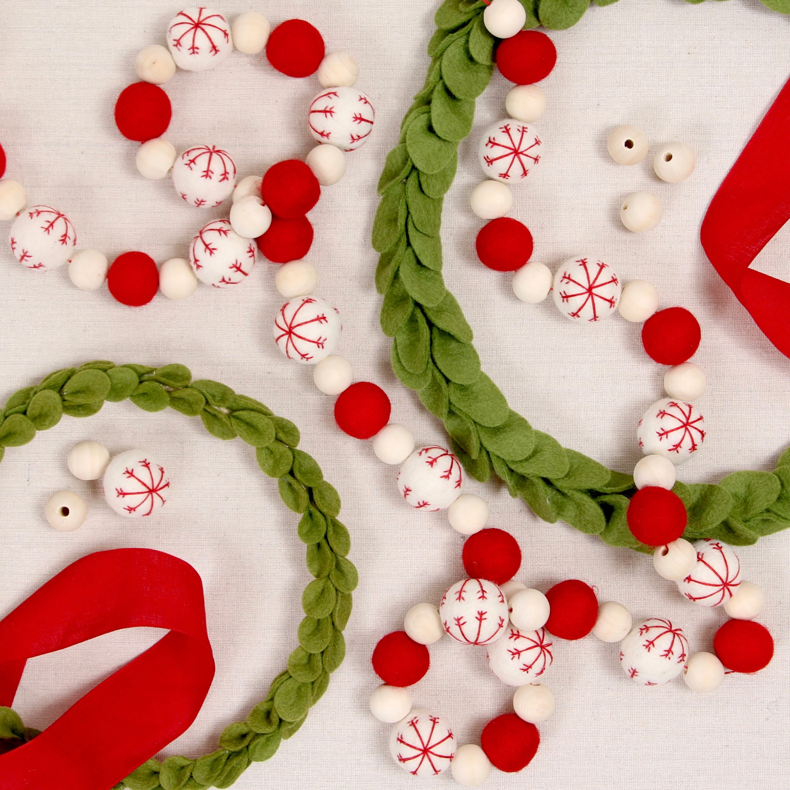Scandinavian Stitched Poms, White - Image 4