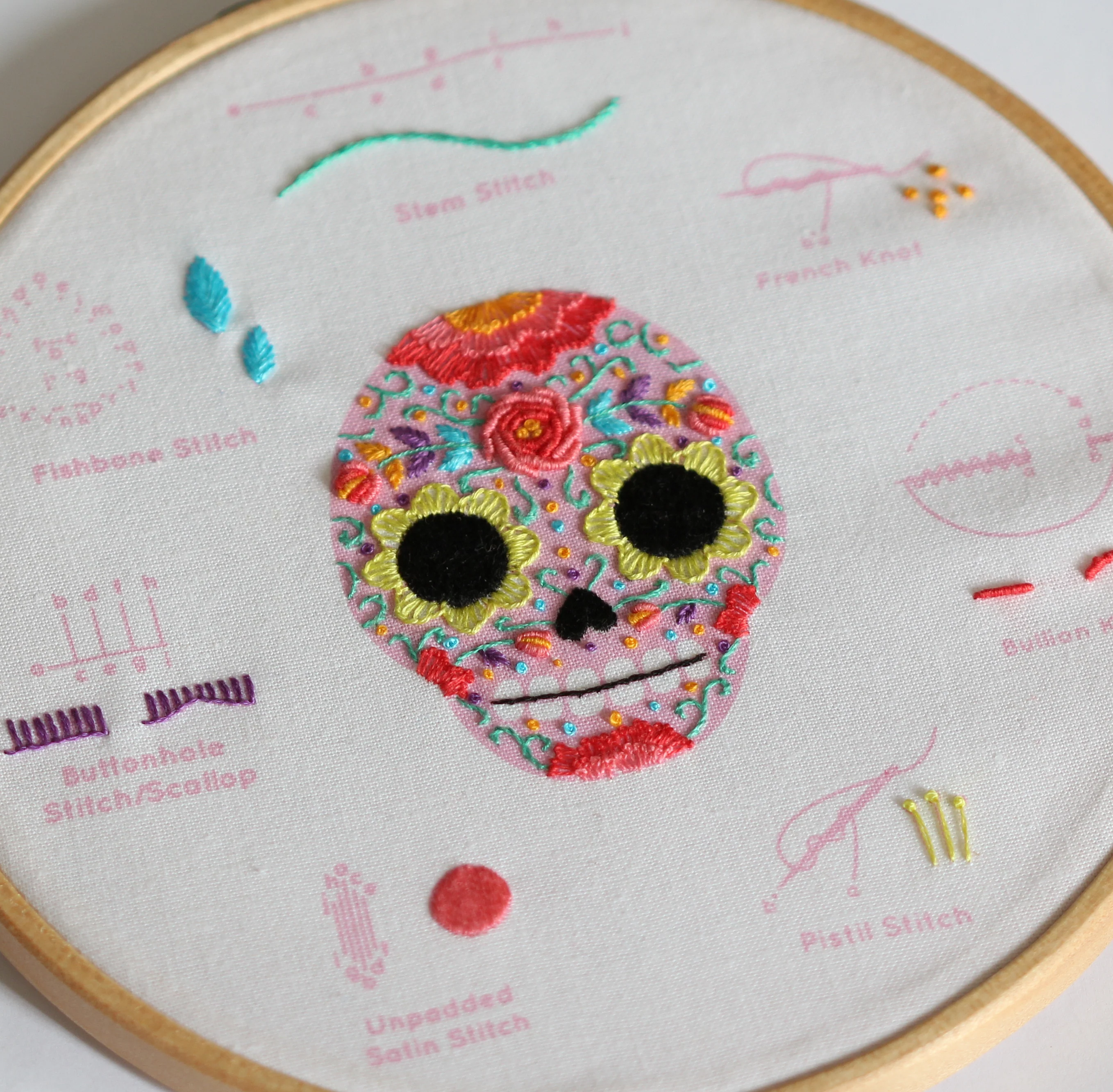 Sugar Skull-Embroidery Stitch Sampler - Image 2