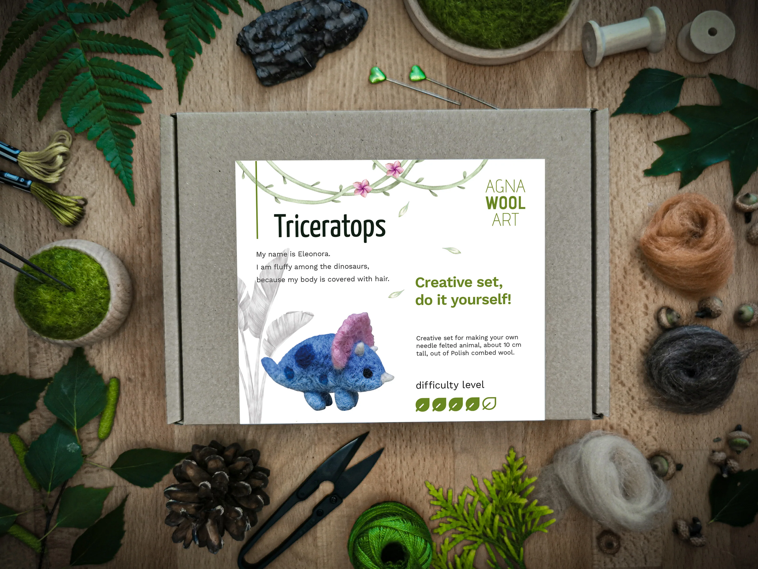 Triceratops, Needle Felting Kit - Image 5