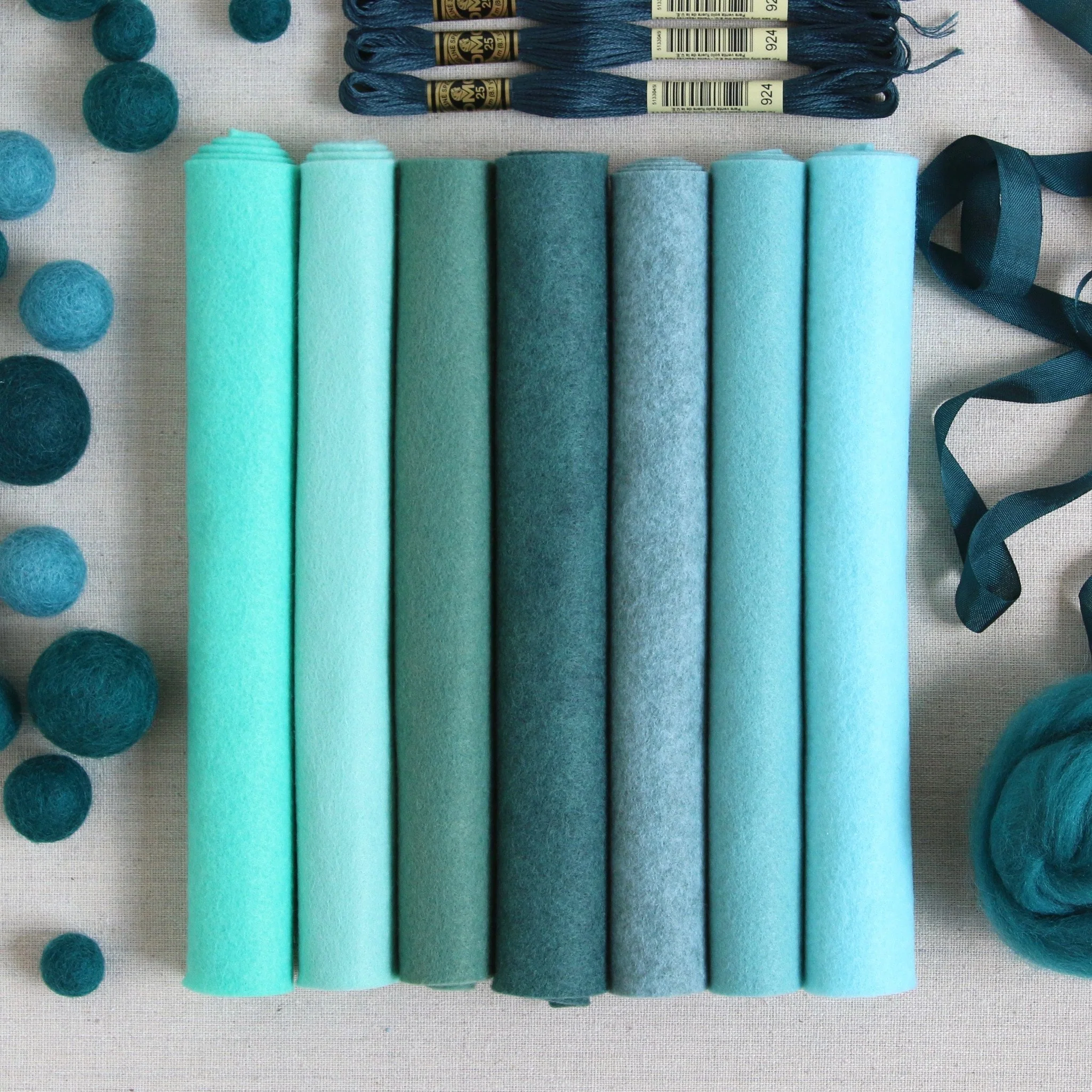 Turquoise Wool Blend Felt - Image 2